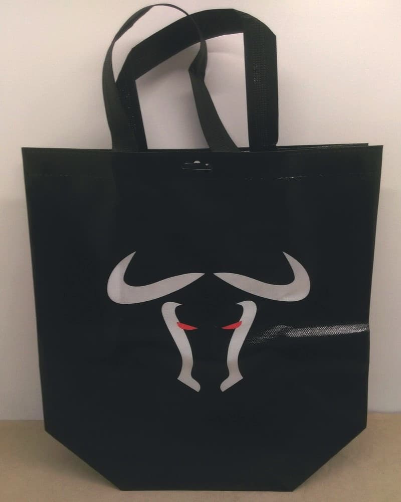 Sacs cabas boucherie bœuf noir polypropylène non tissés 37.5x17x35 (100 pièces)