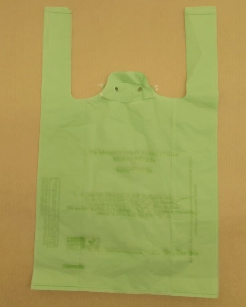 Sacs bretelles en liasses verts bio 26x6x45 (1000 pièces) 13 microns