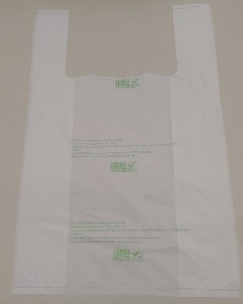 Sacs bretelles en liasses beiges bio 30x7.5x50 (1000 pièces) 15microns
