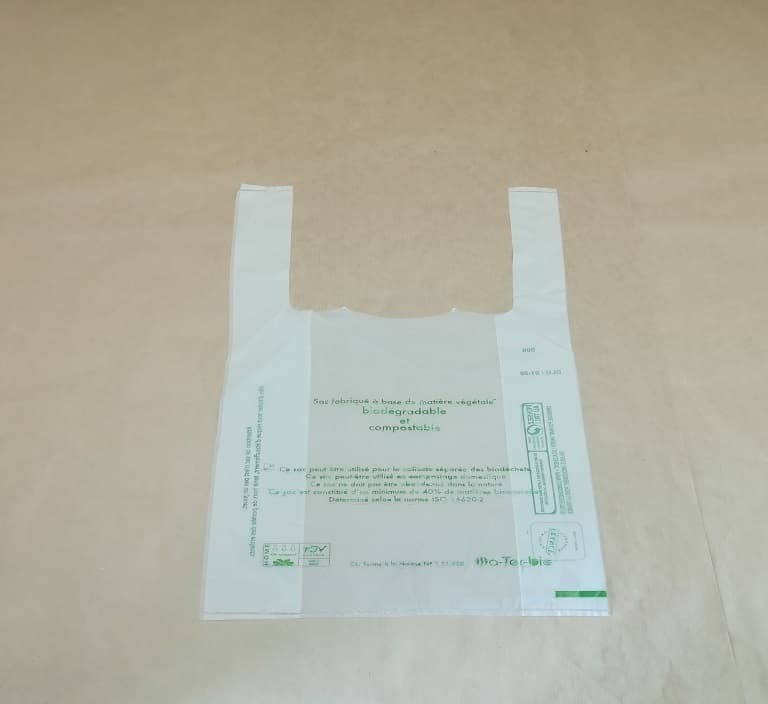 Sacs bretelles en liasses beige neutre translucide bio 26x6x45 (2000 pièces) 15 microns