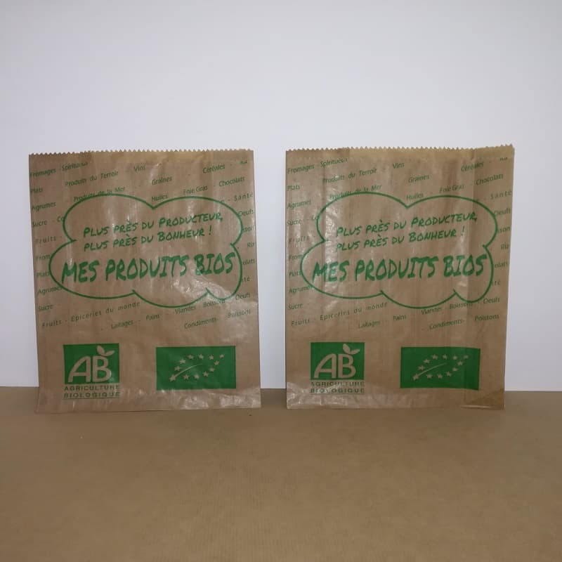 Sacs kraft brun impression BIO (1000 pièces)