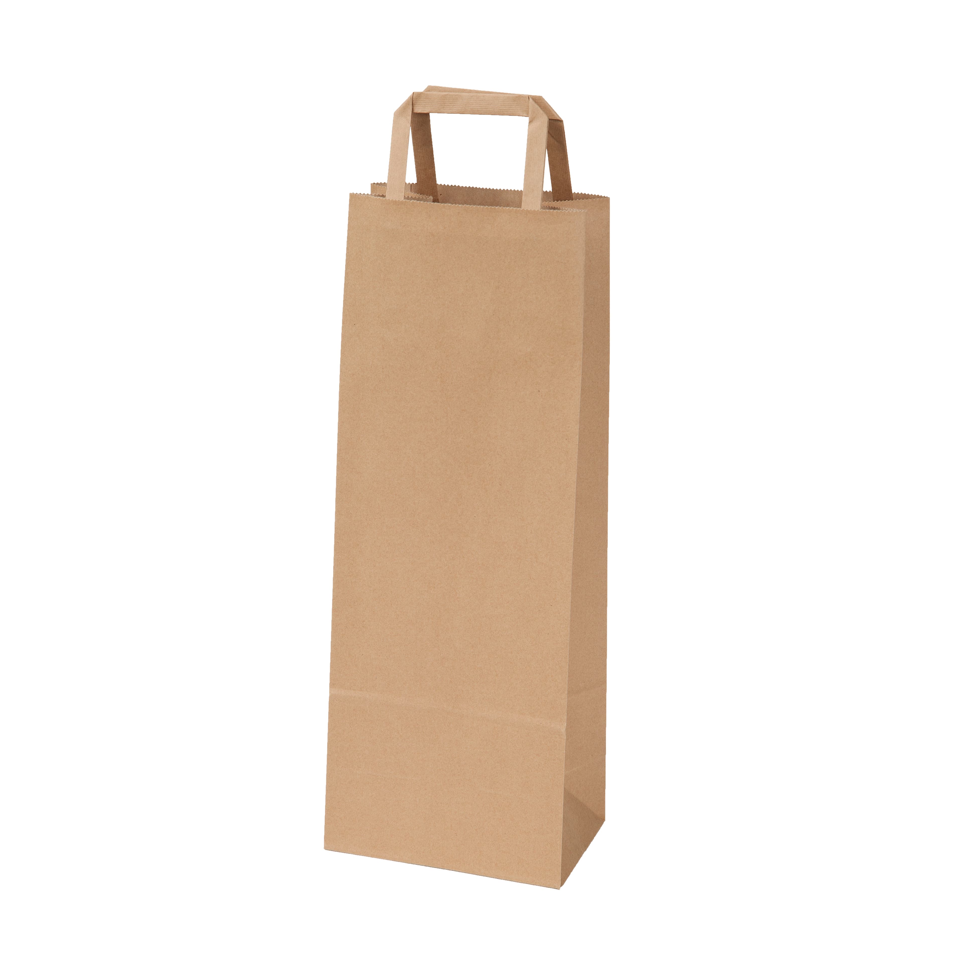 SACS KRAFT 1 BOUTEILLE POIGNEE PLATE-KRAFT BRUN NEUTRE