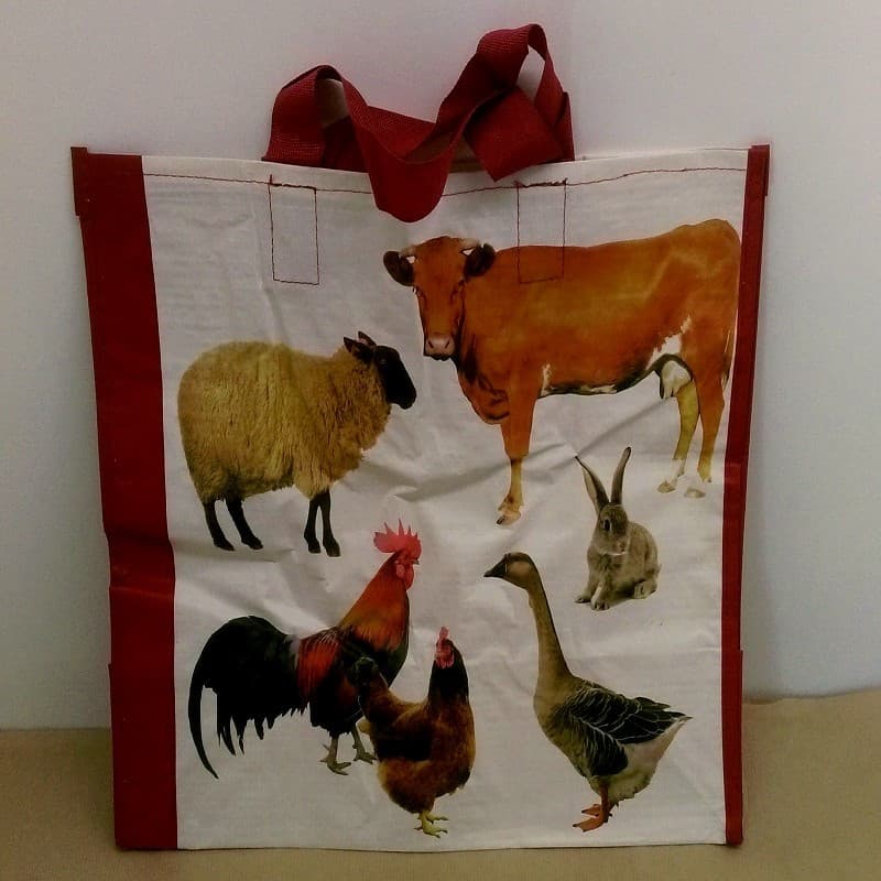 Sacs cabas boucherie animaux de la ferme polypropylène tissés 40x20x35 (100 pièces)