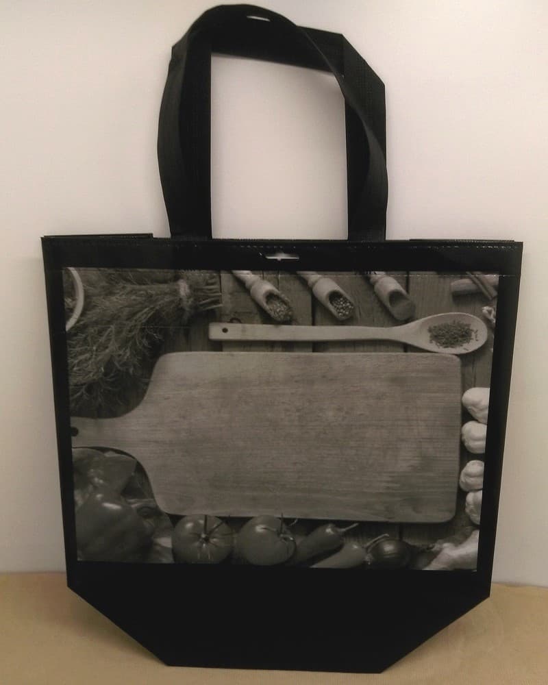 Sacs cabas boucherie bœuf noir planches polypropylène non tissés 37.5x17x35 (100 pièces)