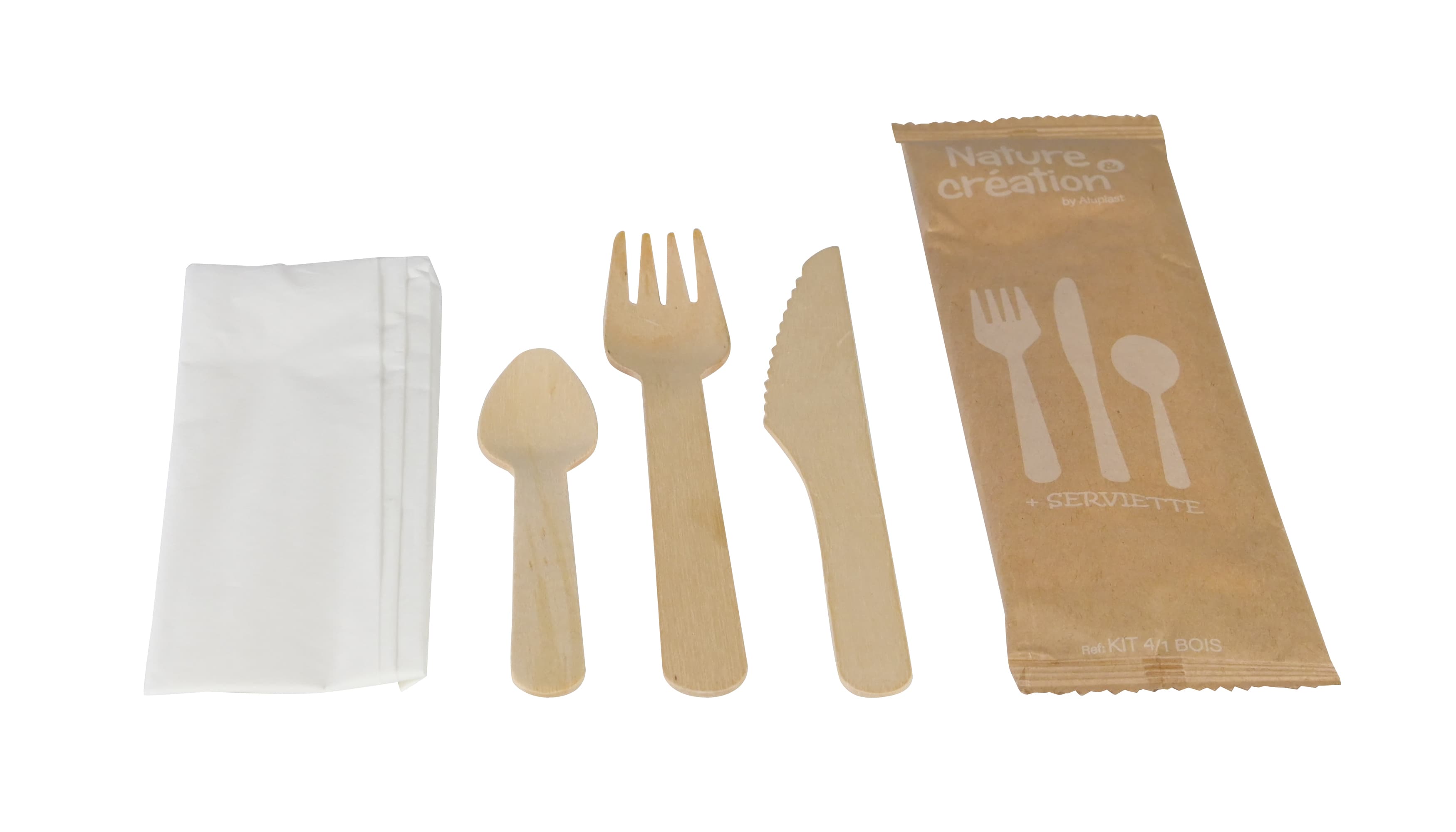 Kit couverts en plastique 4/1 Fourchette/couteau/cuillère/servi