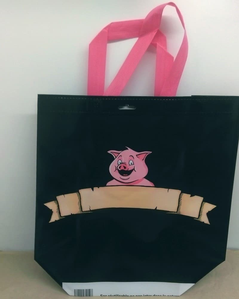 Sacs cabas boucherie cochon polypropylène non tissés 37.5x17x35 (100 pièces)
