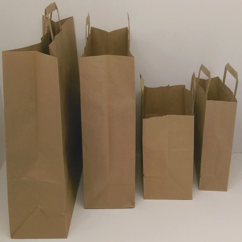 Sacs kraft à poignées plates brun