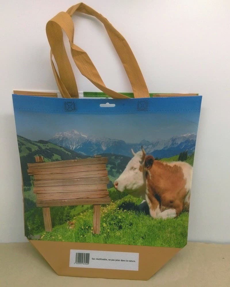 Sacs cabas vache polypropylène non tissés 37.5x17x35 (100 pièces)