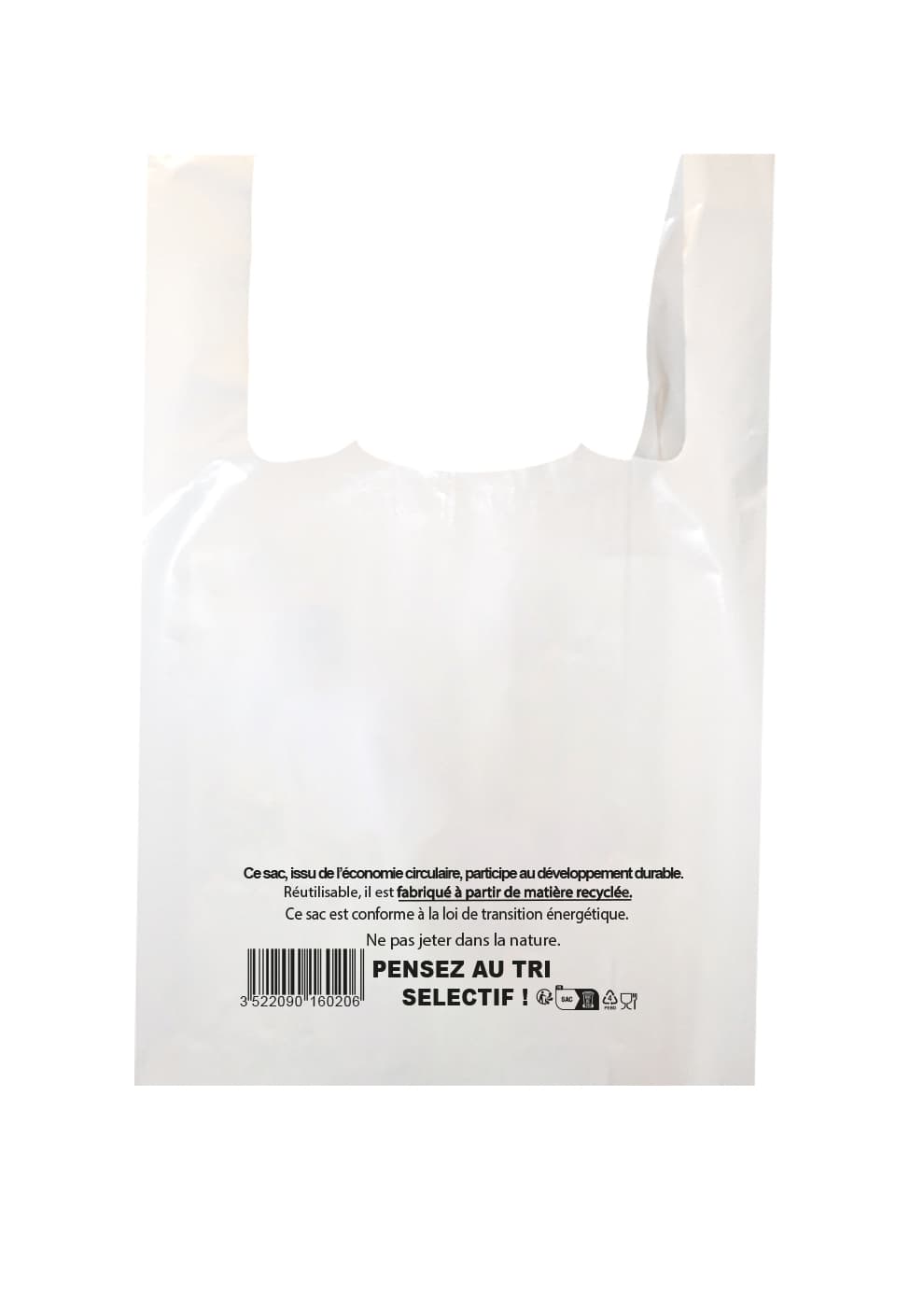 Sacs bretelles sortie de caisse alimentaire 50 microns