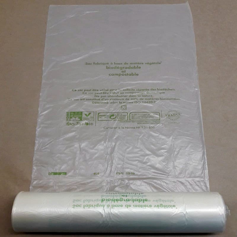 Sacs rouleaux à plat E10 (10 microns) bio transparent 30x45 (3000 pièces)
