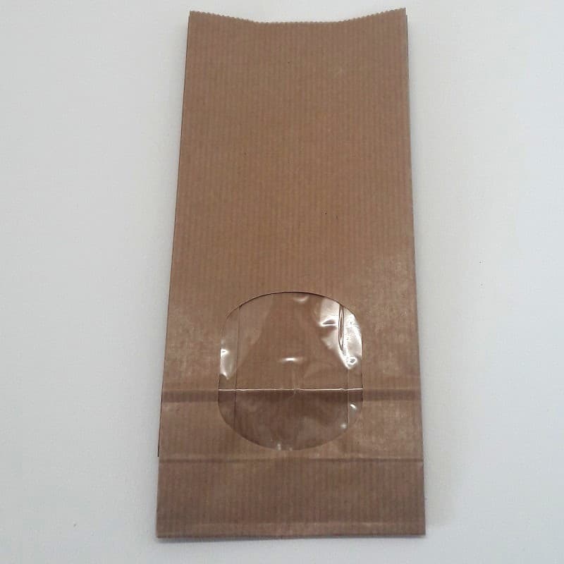 Sacs bonbon kraft brun avec fenêtre polypropylène 9 x 5 x 20,5 (1000 pièces)